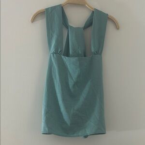 Teal Sleeveless Crisscross Back Silky Top